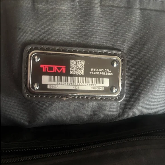 Tumi Black Leather Backpack with Branded Tag